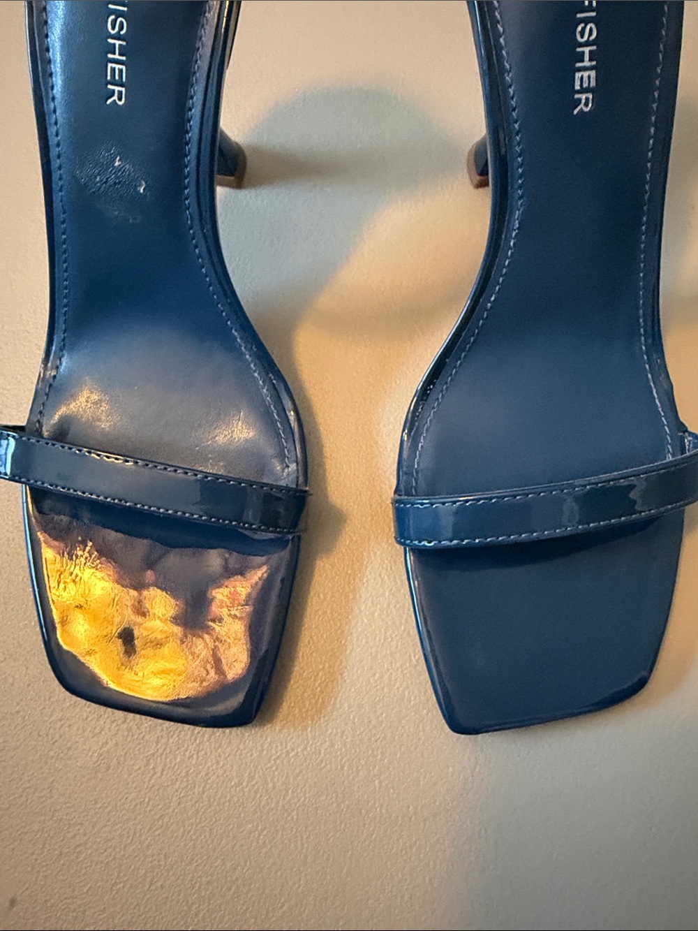 Marc Fisher Navy Patent Ankle-Strap Heels - Picture 3 of 9